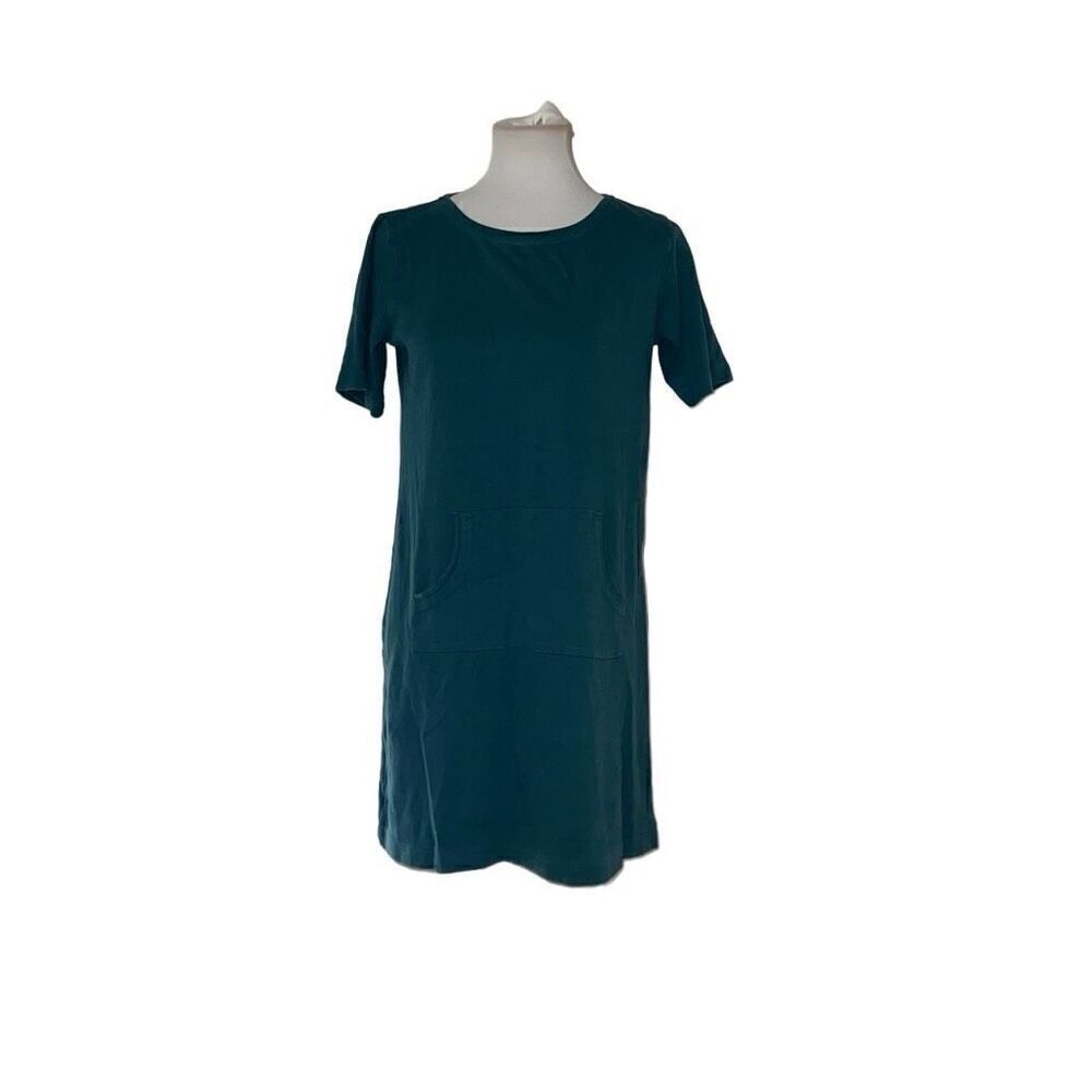 Kate Quinn Women’s Short Sleeve Organic Cotton T-Shirt Dress Kangaroo Pocket S